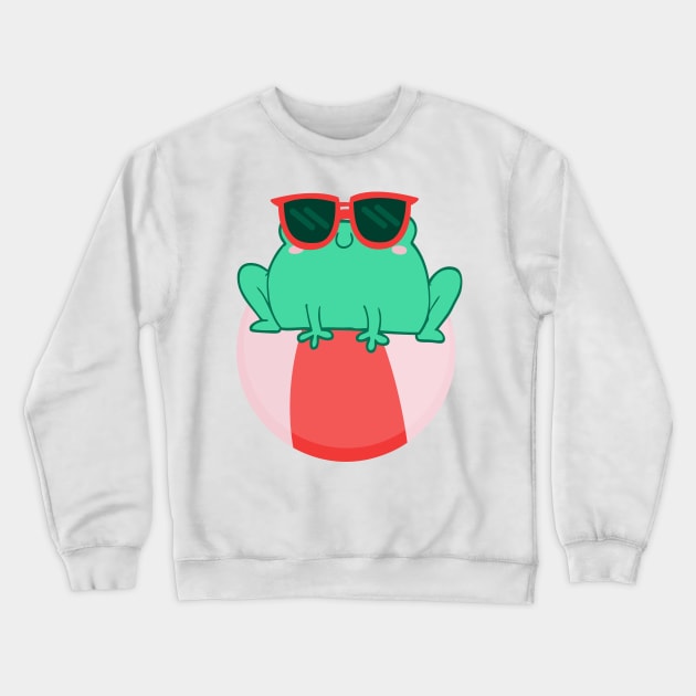 Frog At The Beach Crewneck Sweatshirt by groovyfolk